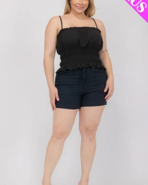 plus size tiered shirred body crop top