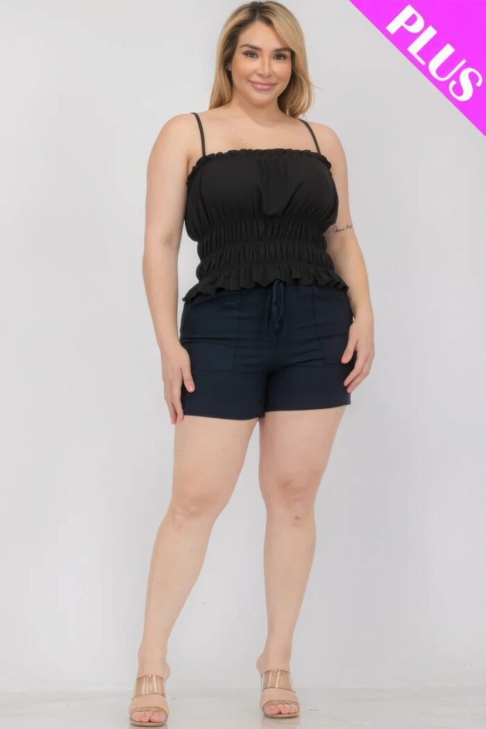 Plus size tiered shirred body crop top