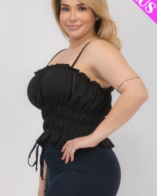 plus size tiered shirred body crop top