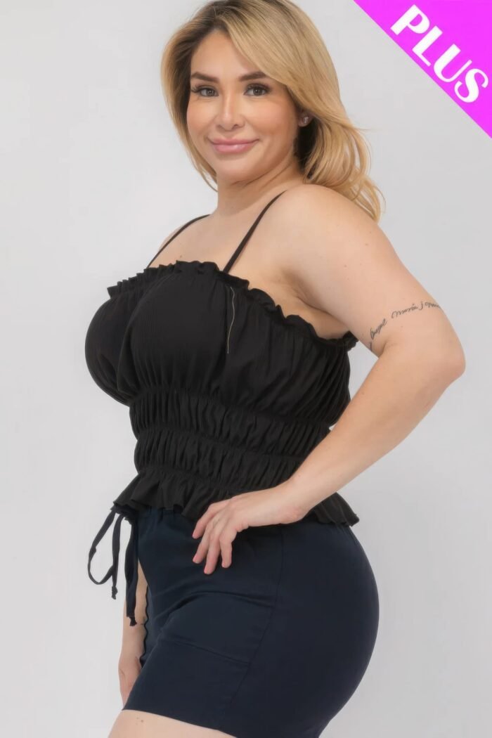 Plus size tiered shirred body crop top