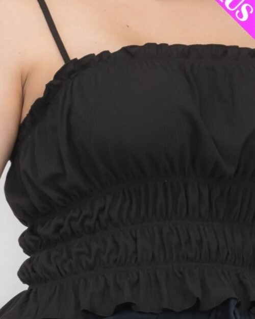 plus size tiered shirred body crop top