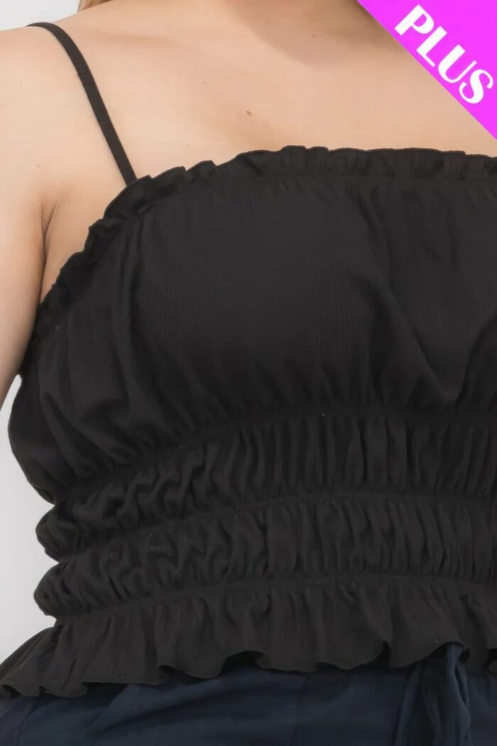 Plus size tiered shirred body crop top