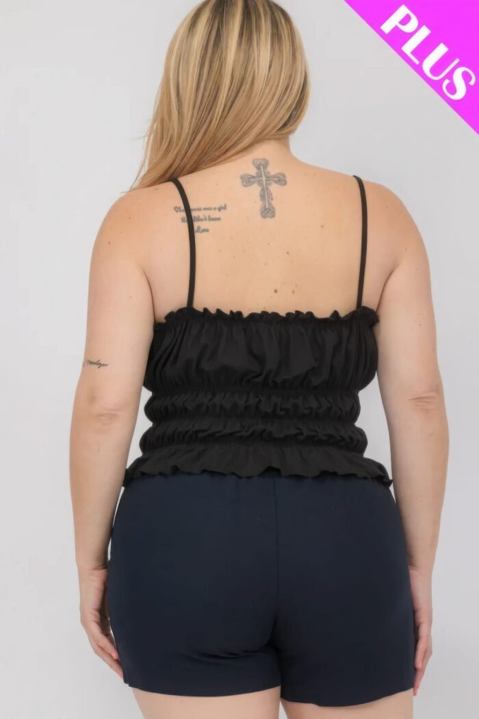 Plus size tiered shirred body crop top