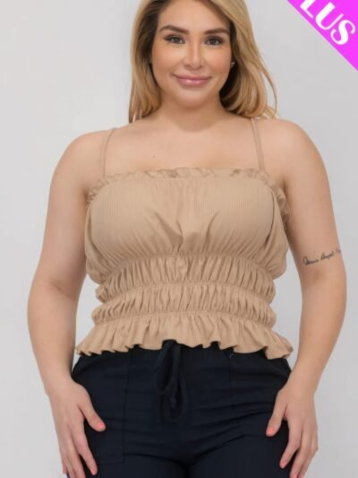 Plus Size Tiered Shirred Body Crop Top Plus Size Tiered Shirred Body Crop Top