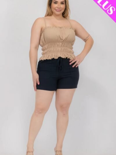 Plus Size Tiered Shirred Body Crop Top Plus Size Tiered Shirred Body Crop Top