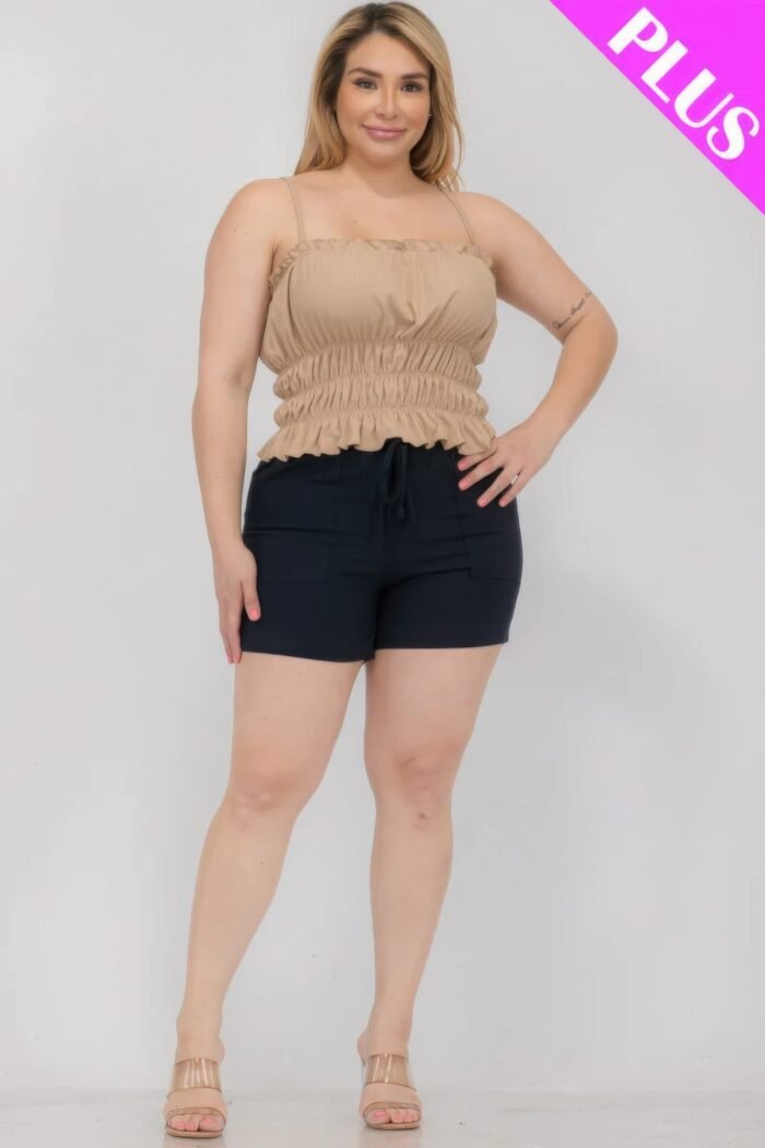 Plus size tiered shirred body crop top
