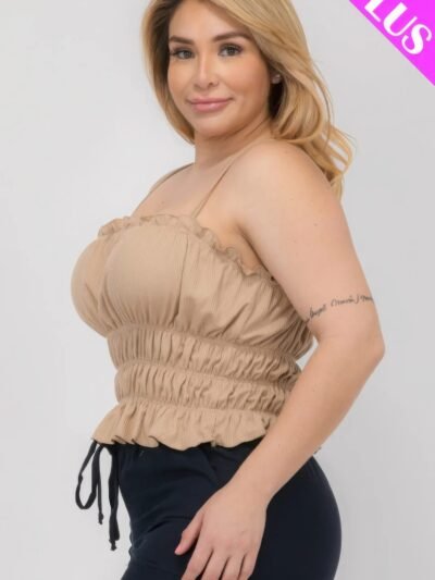 Plus Size Tiered Shirred Body Crop Top Plus Size Tiered Shirred Body Crop Top