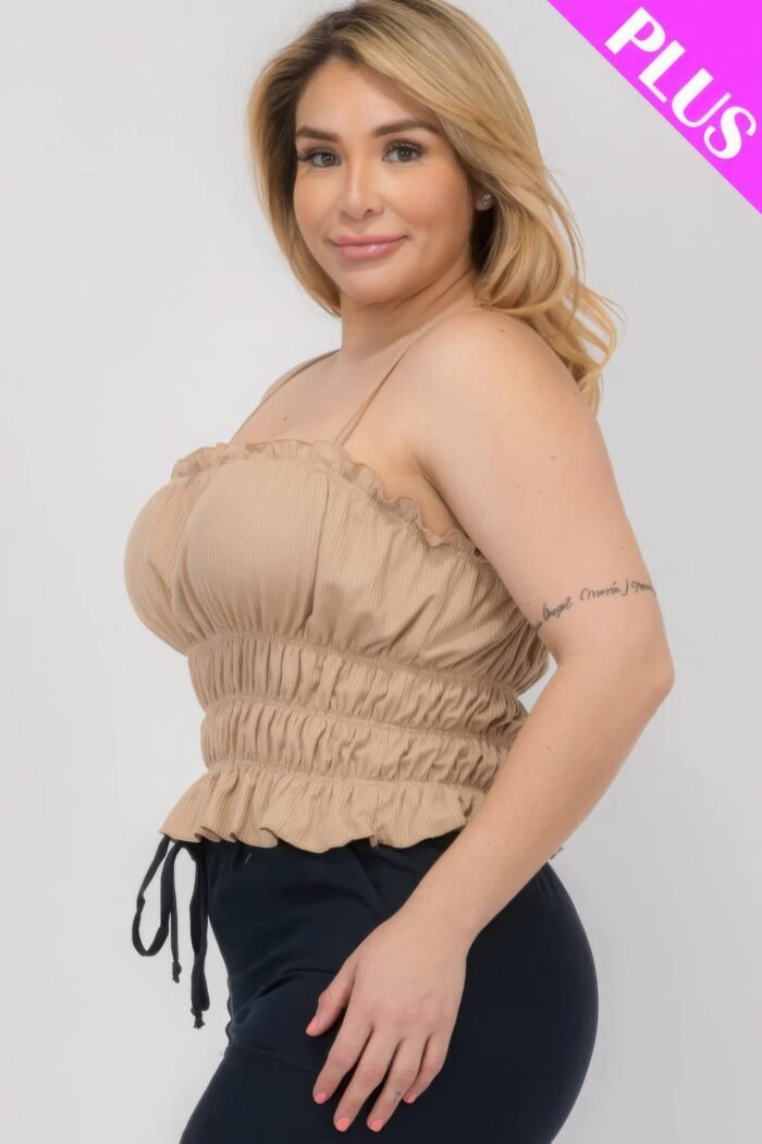 Plus size tiered shirred body crop top