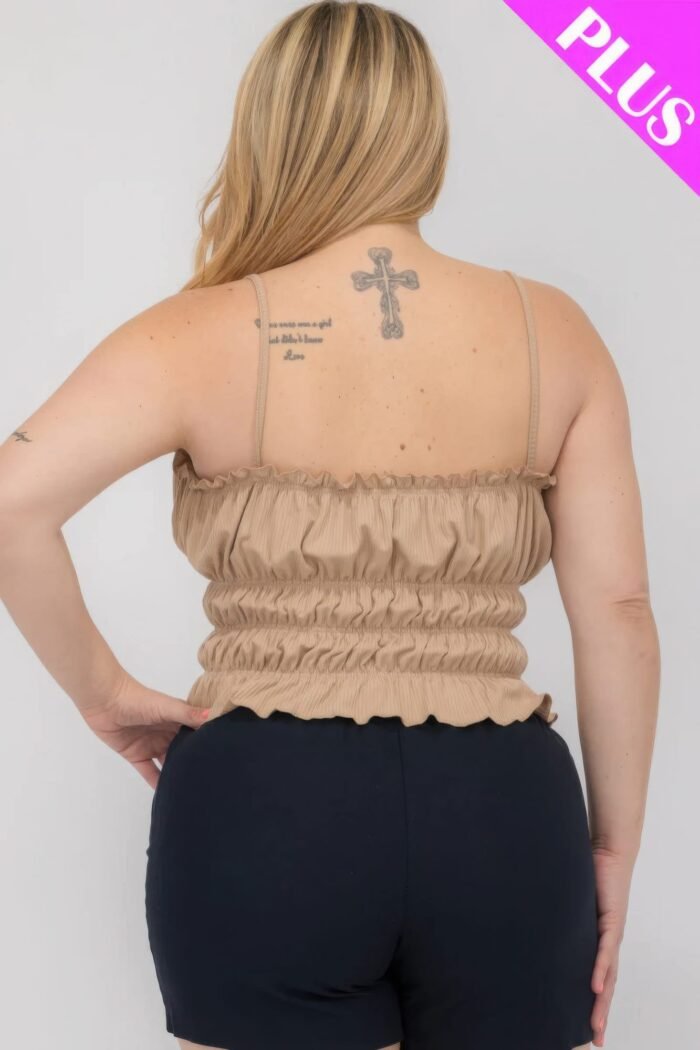 Plus size tiered shirred body crop top