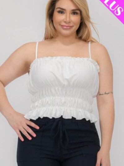Plus Size Tiered Shirred Body Crop Top