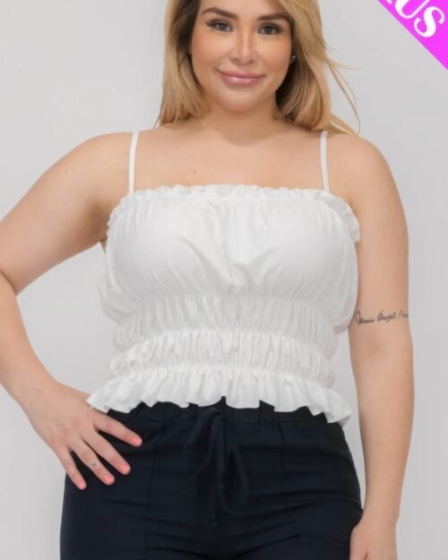 Plus Size Tiered Shirred Body Crop Top