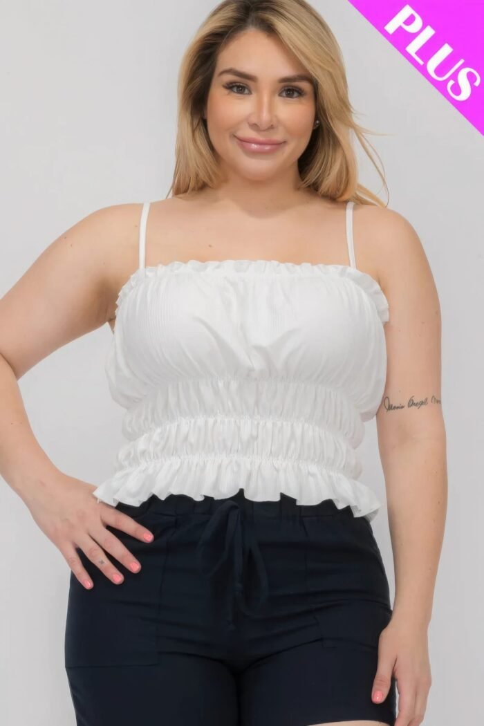 Plus size tiered shirred body crop top
