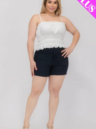 Plus Size Tiered Shirred Body Crop Top Plus Size Tiered Shirred Body Crop Top