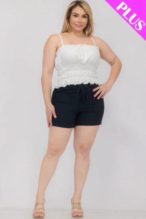 Plus Size Tiered Shirred Body Crop Top - Image 2