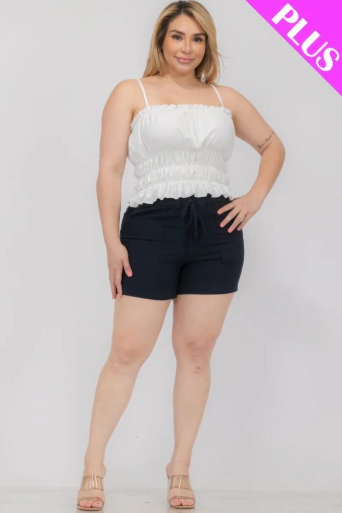 Plus size tiered shirred body crop top