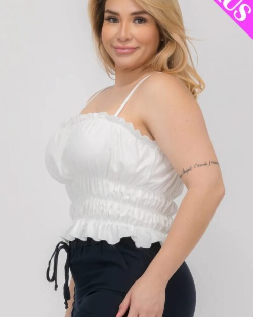 plus size tiered shirred body crop top