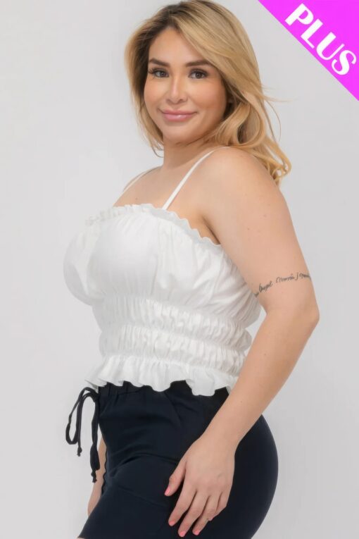 Plus Size Tiered Shirred Body Crop Top - Image 3
