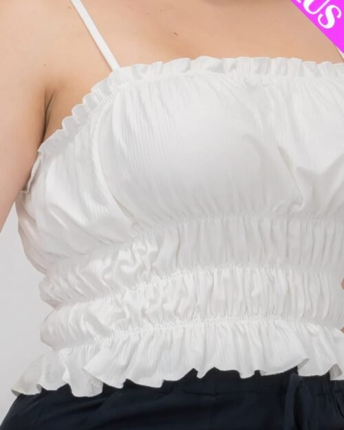 plus size tiered shirred body crop top