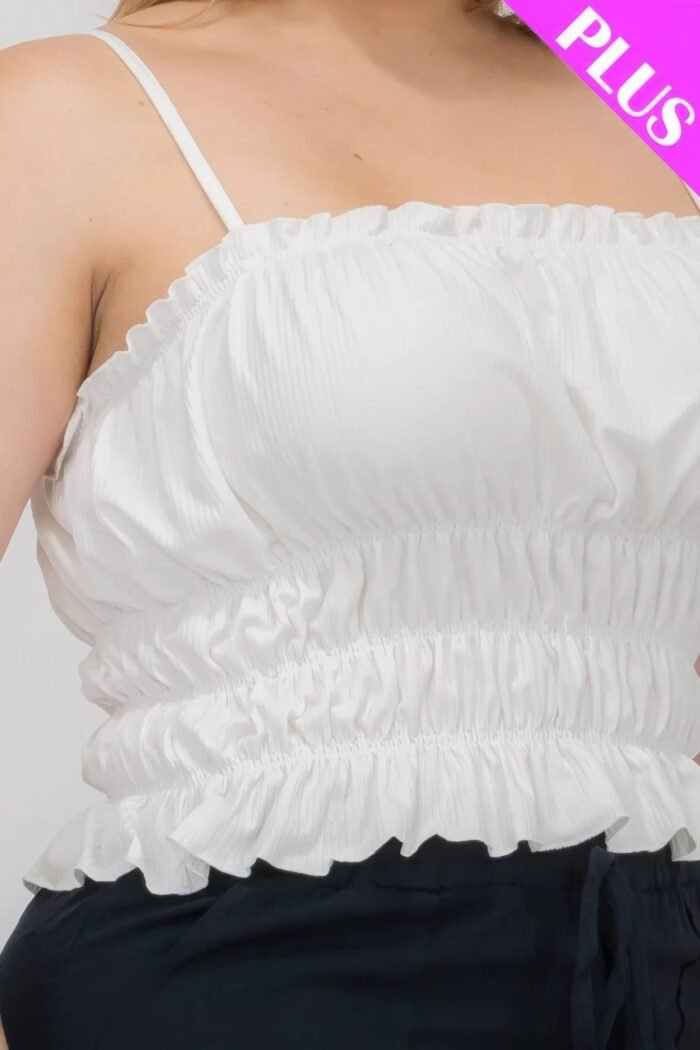 Plus size tiered shirred body crop top