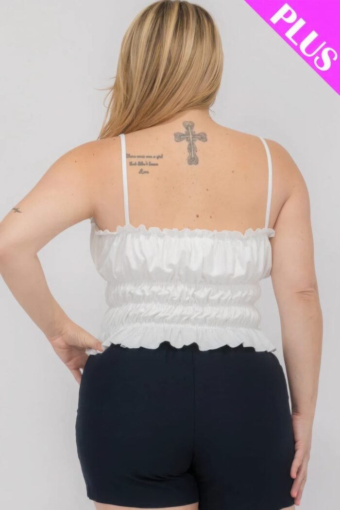 Plus size tiered shirred body crop top