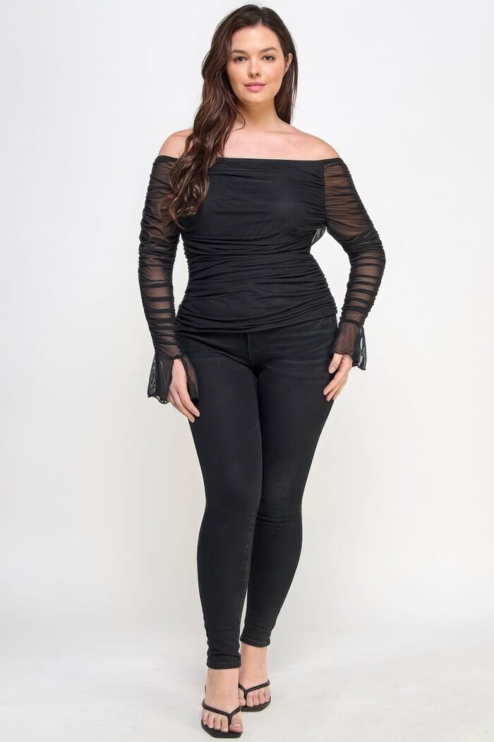 Ots ruched mesh top - image 2