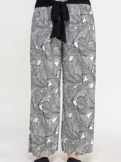 Plisse Palm Print Pants