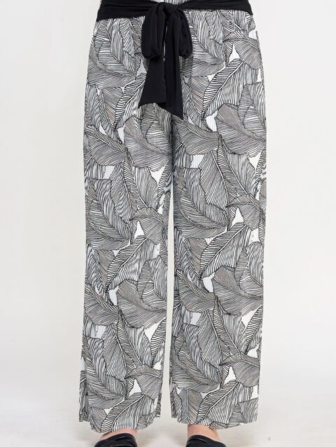 Plisse Palm Print Pants