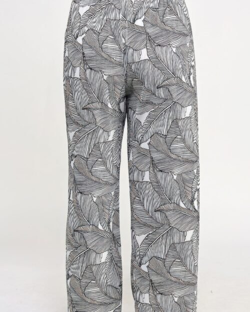 plisse palm print pants