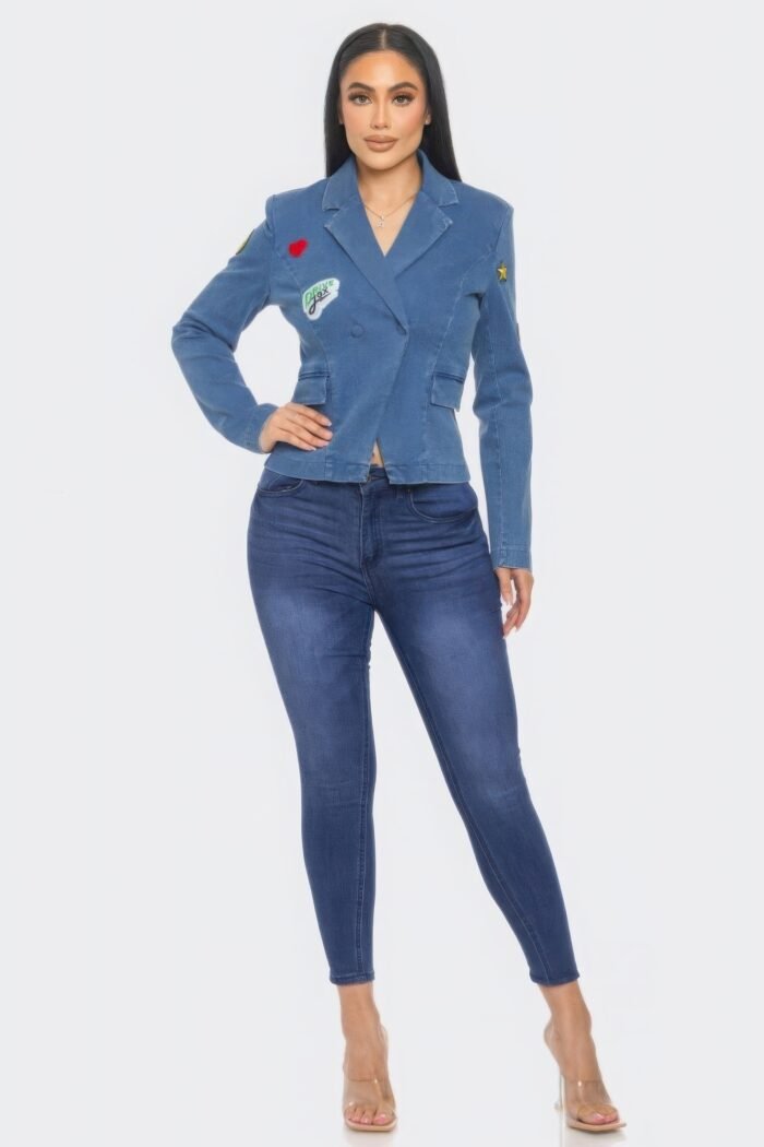 Patch it up denim blazer jacket