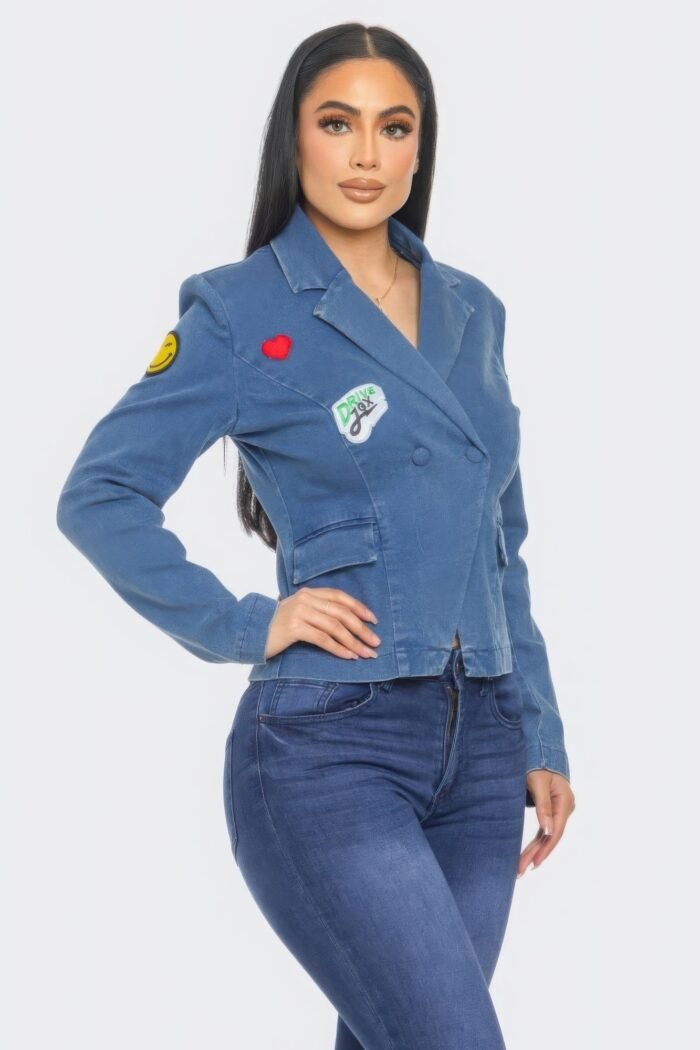 Patch it up denim blazer jacket