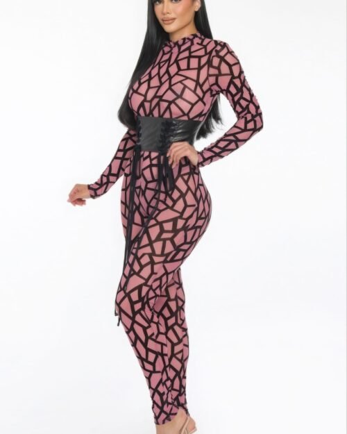 geometric printed jersey jumpsuit