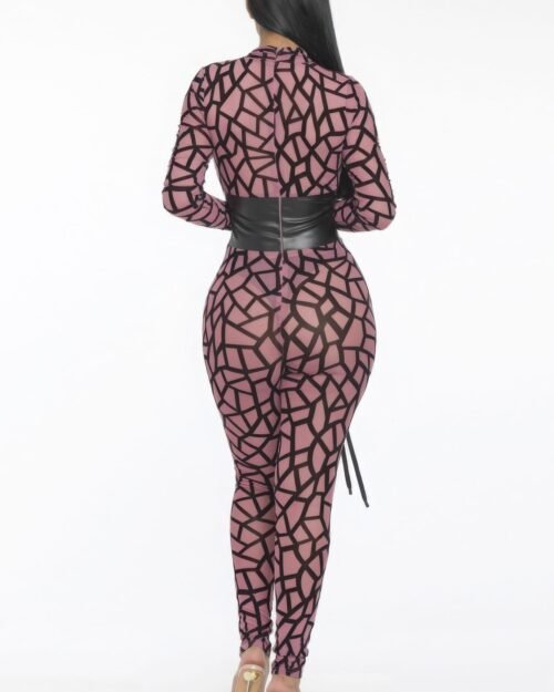 geometric printed jersey jumpsuit