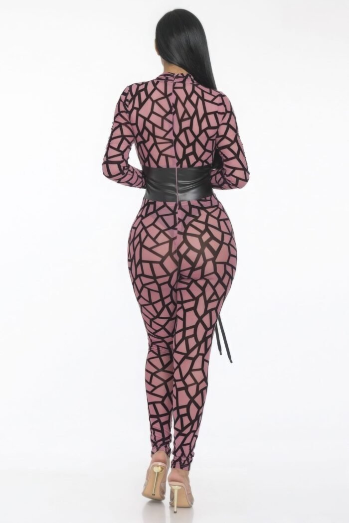 Geometric printed jersey jumpsuit