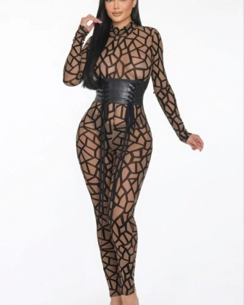 Geometric Printed Jersey Jumpsuit