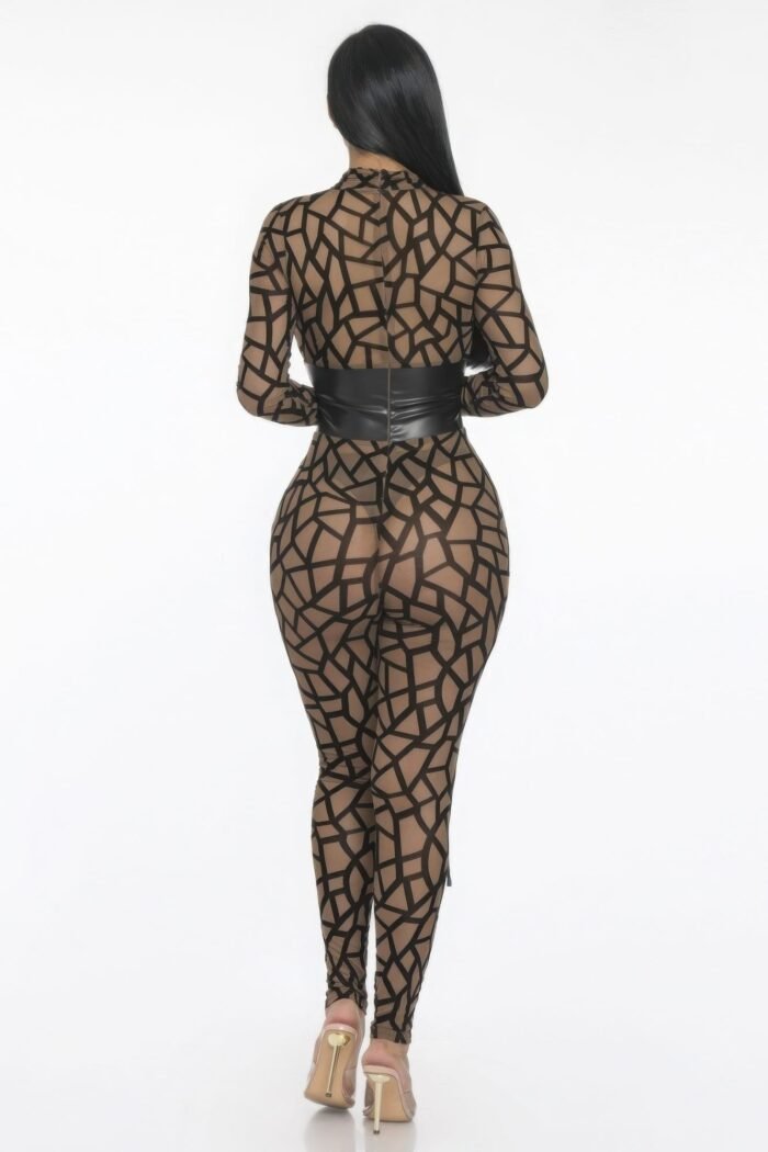 Geometric printed jersey jumpsuit
