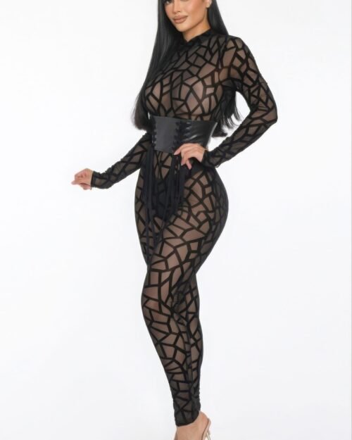 geometric printed jersey jumpsuit