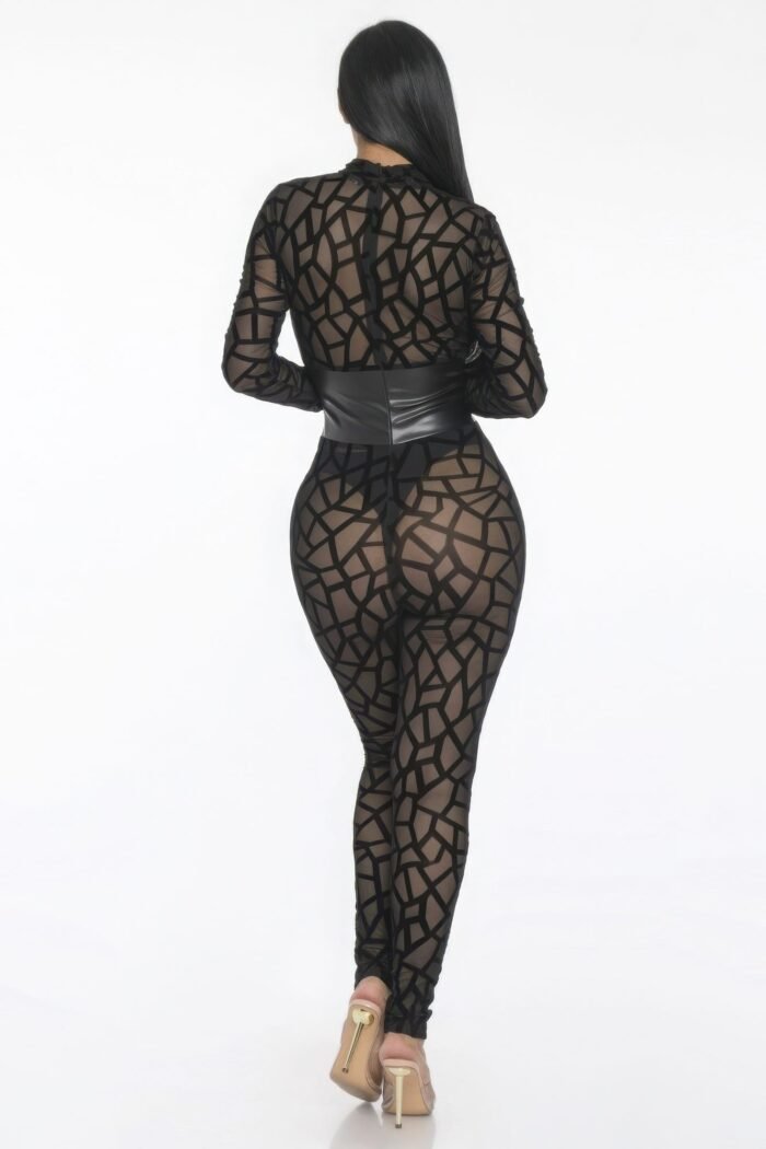 Geometric printed jersey jumpsuit