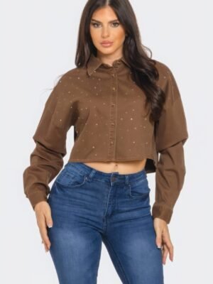Bling Denim Button Down Shirt Bling Denim Button Down Shirt