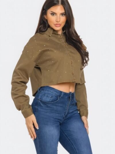 Bling Denim Button Down Shirt Bling Denim Button Down Shirt