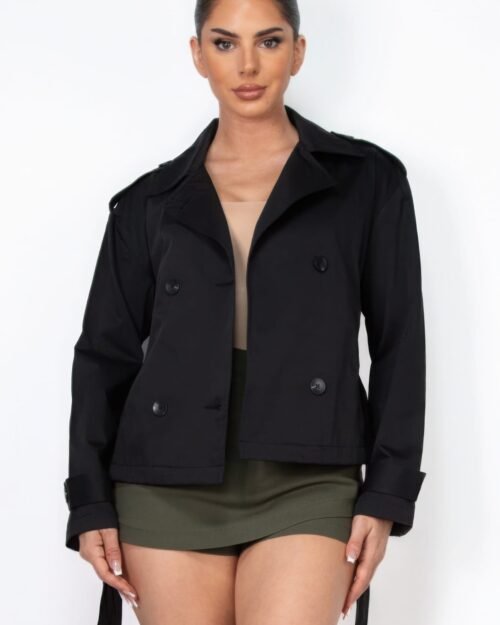 double-breasted waist-tie trench coat