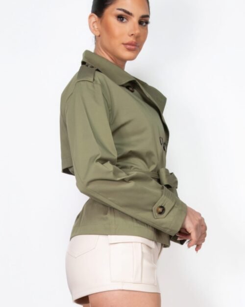 double-breasted waist-tie trench coat