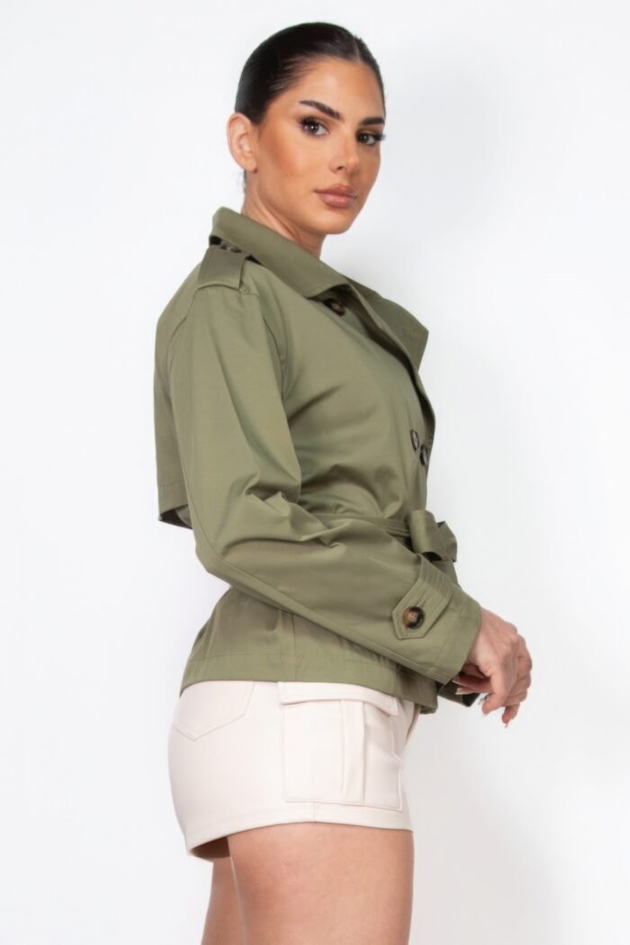 Double-breasted waist-tie trench coat