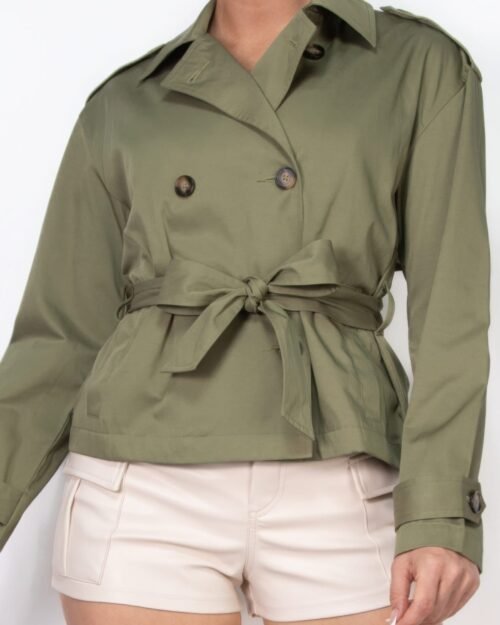 double-breasted waist-tie trench coat