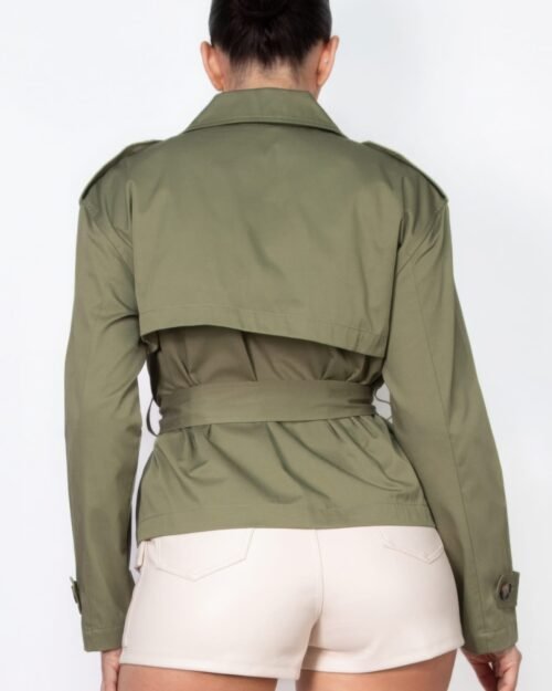 double-breasted waist-tie trench coat