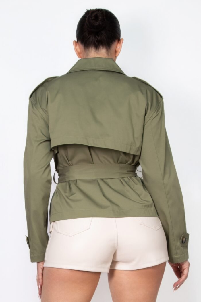 Double-breasted waist-tie trench coat