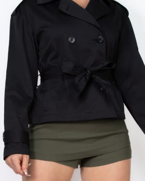 double-breasted waist-tie trench coat