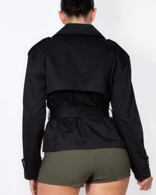 double-breasted waist-tie trench coat