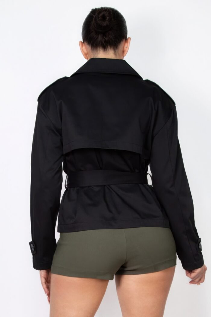 Double-breasted waist-tie trench coat