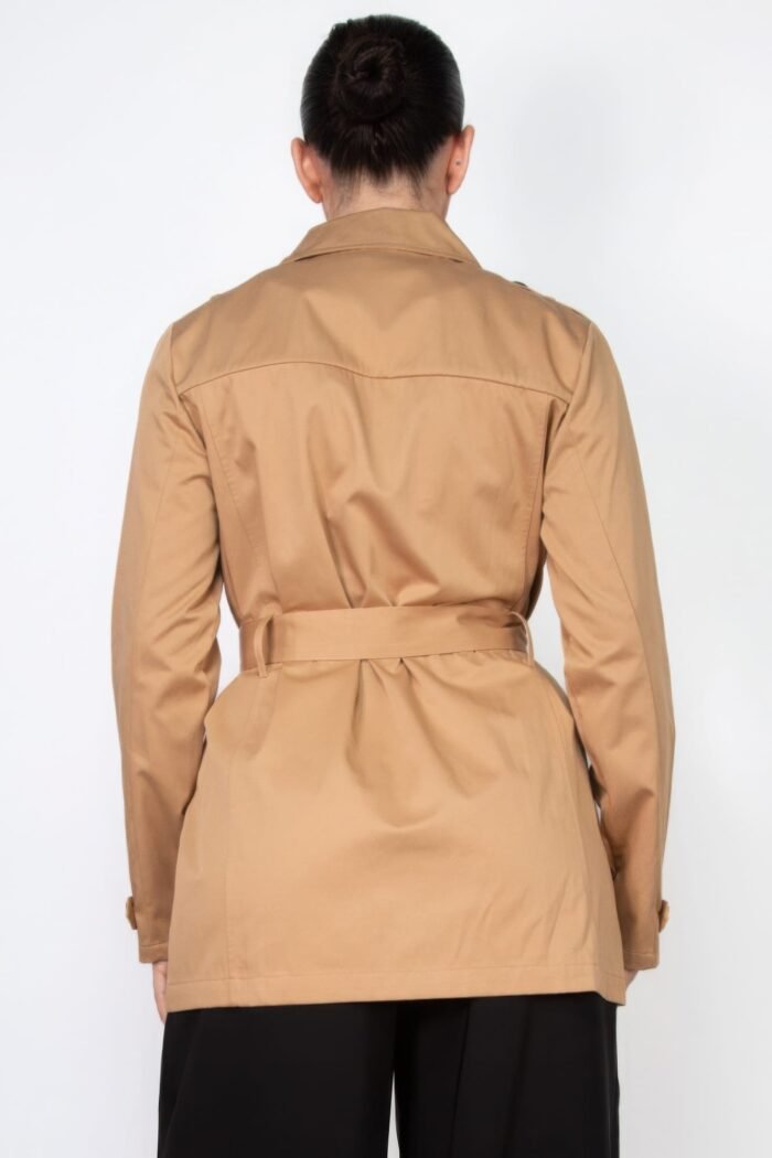 Double-breasted notch belted coat