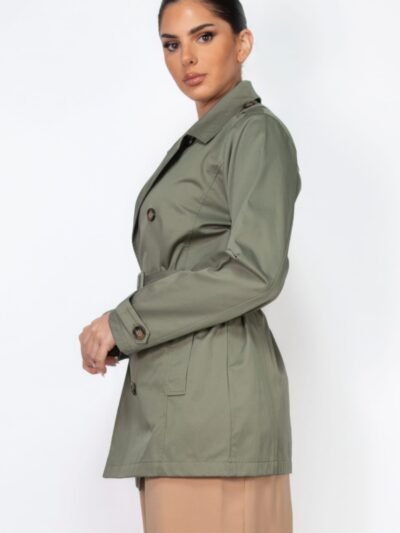 Double-breasted Notch Belted Coat